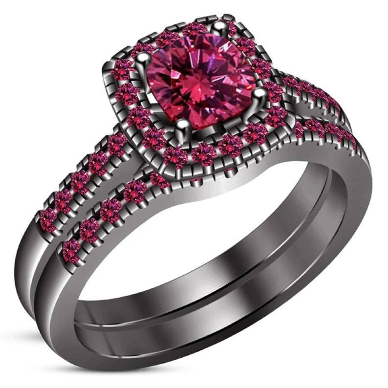 Bridal Ring Set — Cushion Cut Halo