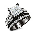 Bridal Ring Set — Princess Cut Moissanite, Black Gold Finish, 925 Sterling Silver (2-Piece)