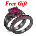 Bridal Ring Set — Pink Sapphire Emerald Cut