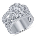 Round Cut Moissanite Bridal Ring Set, 14K White Gold Finish