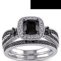 Bridal Ring Set — Black Cushion Cut