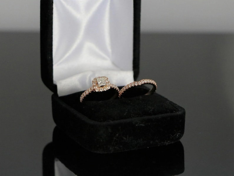 Bridal Ring Set — Princess Cut 1.5 Ct Moissanite, Yellow Gold Finish, 925 Sterling Silver (2-Piece)