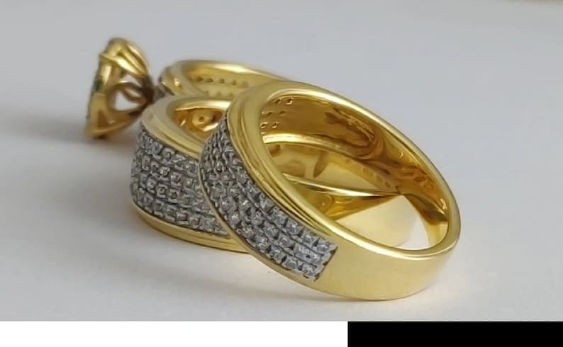 Diamond Bridal Ring Set, 14K Yellow Gold Finish