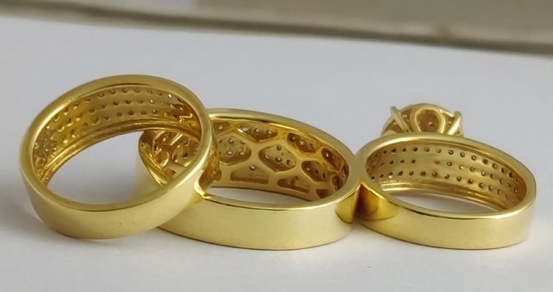 Diamond Bridal Ring Set, 14K Yellow Gold Finish