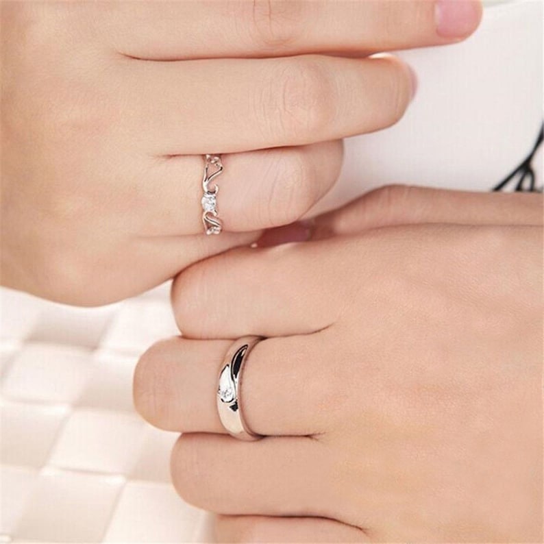 Bridal Trio Ring Set — Round Cut Moissanite, White Gold Finish - view 4