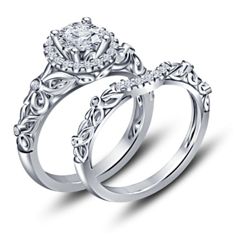 Bridal Ring Set — Round Cut Birthstone Crystal, Yellow Gold Finish, 925 Sterling Silver (2-Piece)