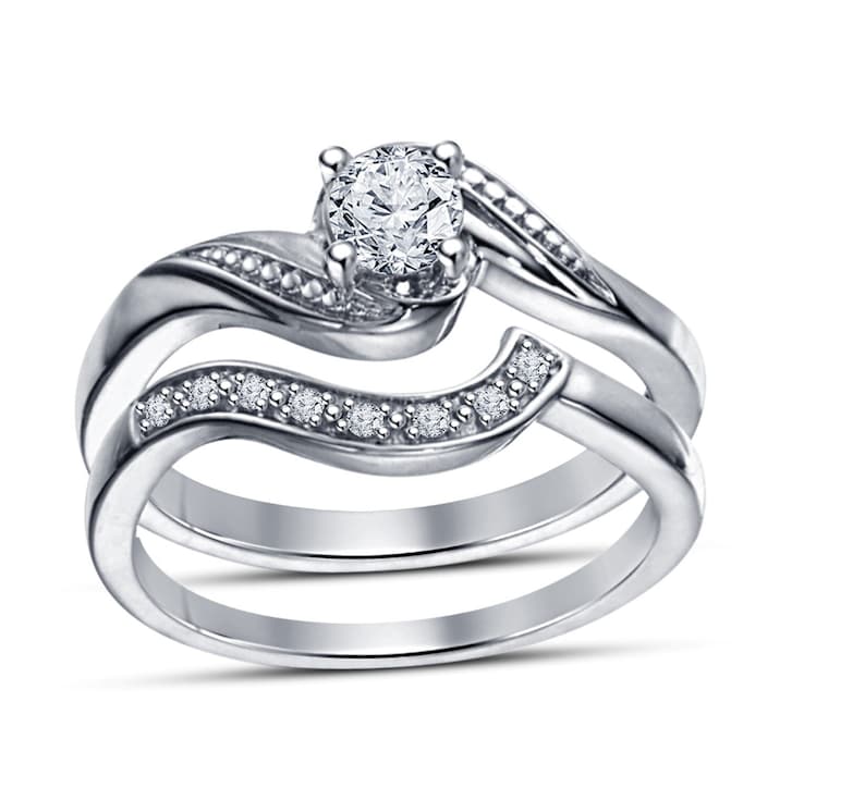 Bridal Ring Set — White Topaz Moissanite