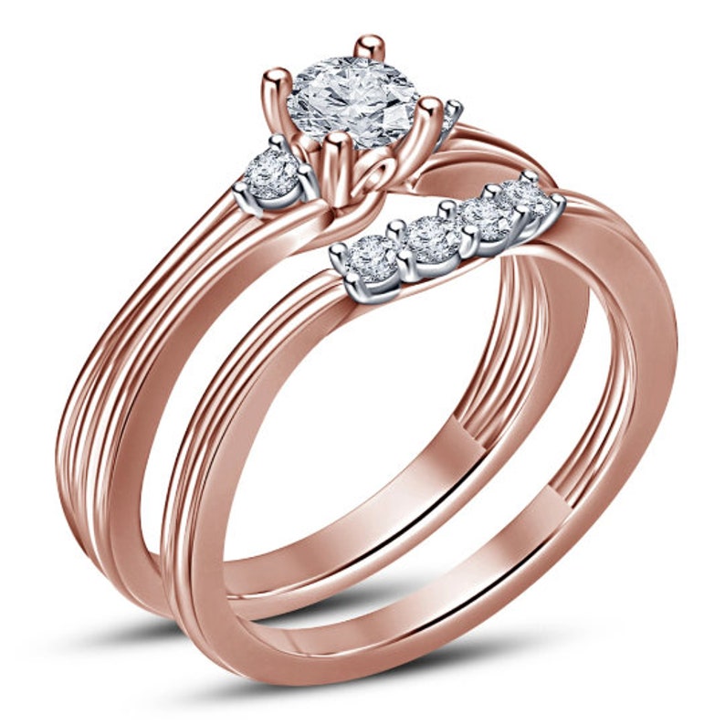 Bridal Ring Set — Round Cut Moissanite