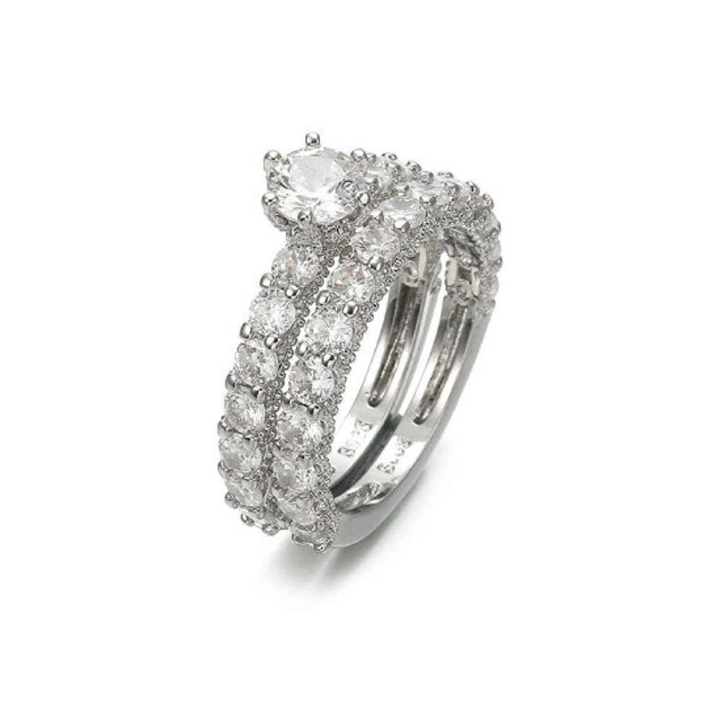 Bridal Ring Set — Brilliant Cut Moissanite Halo
