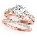 Bridal Ring Set — Round Cut Solitaire Pavé, Rose Gold Finish, 925 Sterling Silver (2-Piece)