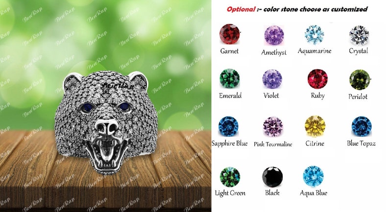 Men's Ring — Bear Head Design, Yellow Gold Finish, 925 Sterling Silver