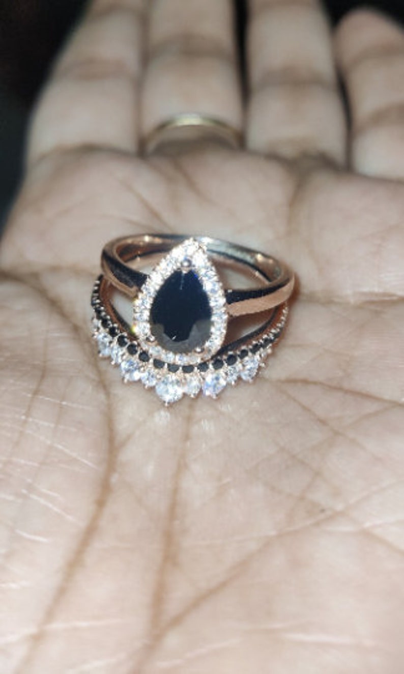 Bridal Ring Set — Black Sapphire