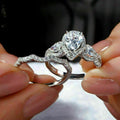 Bridal Ring Set — Pear & Round Cut Diamond, White Gold Finish, 925 Sterling Silver (2-Piece)
