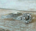 Bridal Ring Set — Round Cut Moissanite, White Gold Finish, 925 Sterling Silver (2-Piece)