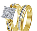 Bridal Ring Set — White Moissanite, Yellow Gold Finish, 925 Sterling Silver (2-Piece)
