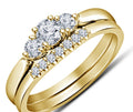 Bridal Ring Set — Classic Moissanite, Yellow Gold Finish, 925 Sterling Silver (2-Piece)