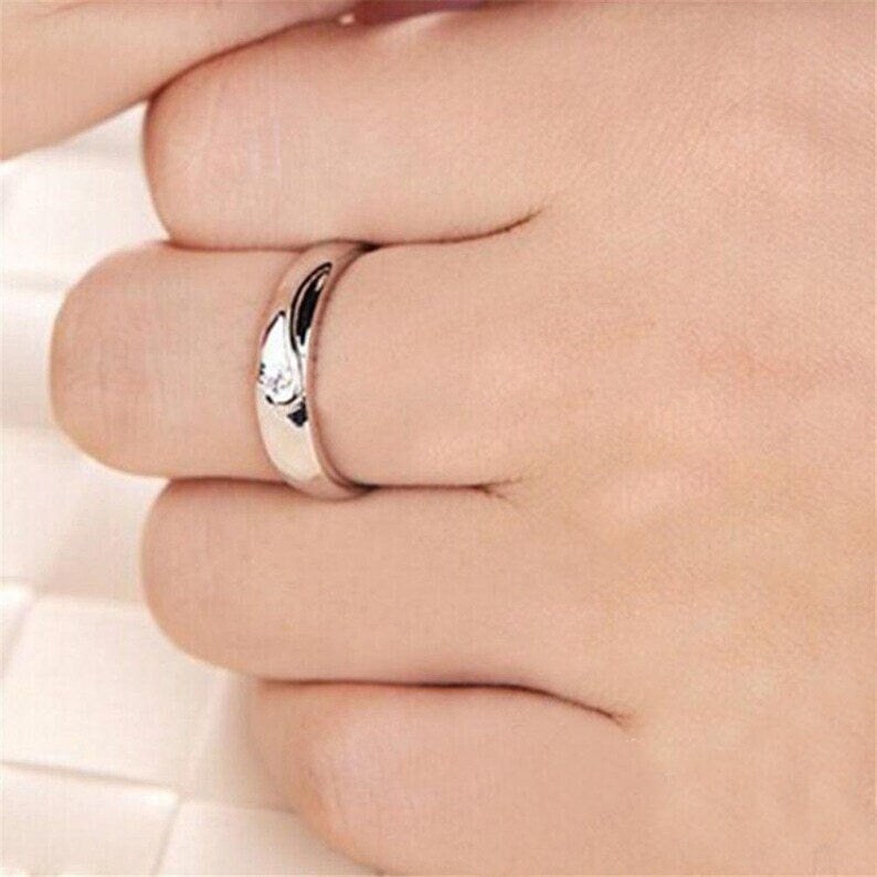 Bridal Trio Ring Set — Round Cut Moissanite, White Gold Finish - view 5