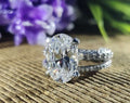 Bridal Ring Set — Oval Cut Moissanite, White Gold Finish, 925 Sterling Silver (2-Piece)