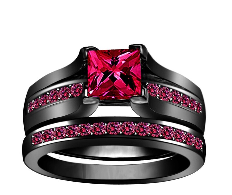 Women's Black Gold Finish Bridal Ring Set, 1.50 Ct Diamond