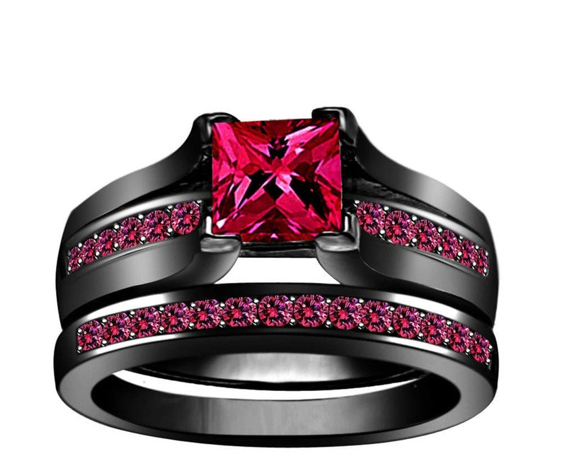 Bridal Ring Set — 1.50 Carat Black Gold, Black Gold Finish, 925 Sterling Silver (2-Piece)