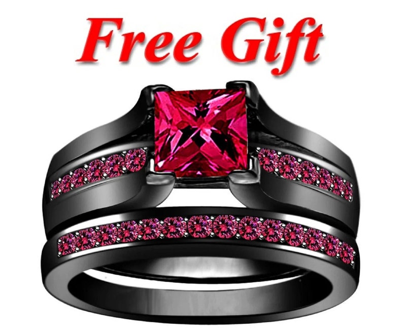Women's Black Gold Finish Bridal Ring Set, 1.50 Ct Diamond