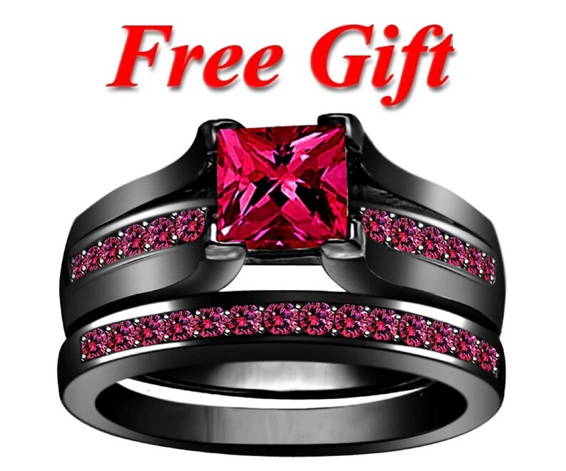 Bridal Ring Set — 1.50 Carat Black Gold, Black Gold Finish, 925 Sterling Silver (2-Piece)