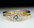 Bridal Ring Set — Round Cut Halo Moissanite, Yellow Gold Finish, 925 Sterling Silver (2-Piece)