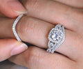Elegant Moissanite Round Cut Bridal Ring Set, Unique Women Bridal Ring Set, 14K White Gold Over Engagement Wedding Ring 925 Sterling Silver