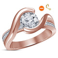 14k Rose Gold Finish Beautiful Round Cut Diamond Engagement Ring For Women Bridal Ring Set 925 Sterling Silver With Free Gift