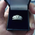 Bridal Ring Set — 3-Stone Past Present Future Moissanite