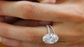 Women's Wedding Band Ring. Rare Oval Cut Pink Diamond Set On A Rose Gold Fn Pavé Band. Moissanite Solitaire Engagement Promise Ring