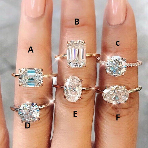 14K Yellow Gold Finish Emerald Cut Engagement Diamond Ring Women Moissanite Wedding Band Ring Set 925 Sterling Sliver, Best Gift For Bridal