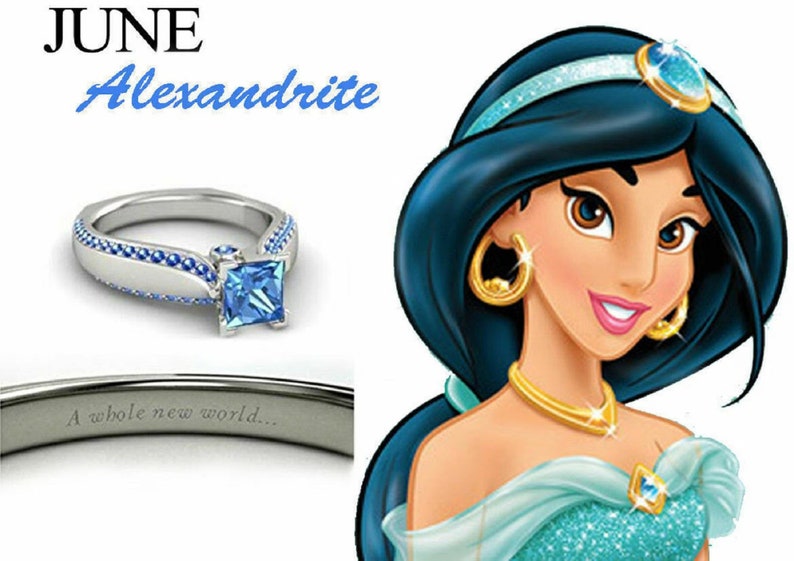14K White Gold Finish Famous Princess Women's Ring Best Design 925 Sterling Silver Fashion Ring/ JUNE Alexandrite Birthstone Engagement Ring