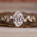 Oval Cut Moissanite Engagement Ring Set, Vintage Yellow Gold Finish Women Bridal Ring Set, Diamond Wedding Band Ring Set, Promise Ring