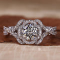 Flower Style Diamond Engagement Ring, Unique Round Cut Moissanite Bridal Ring Set, New Arrival Wedding Band Ring Designs for women Gift