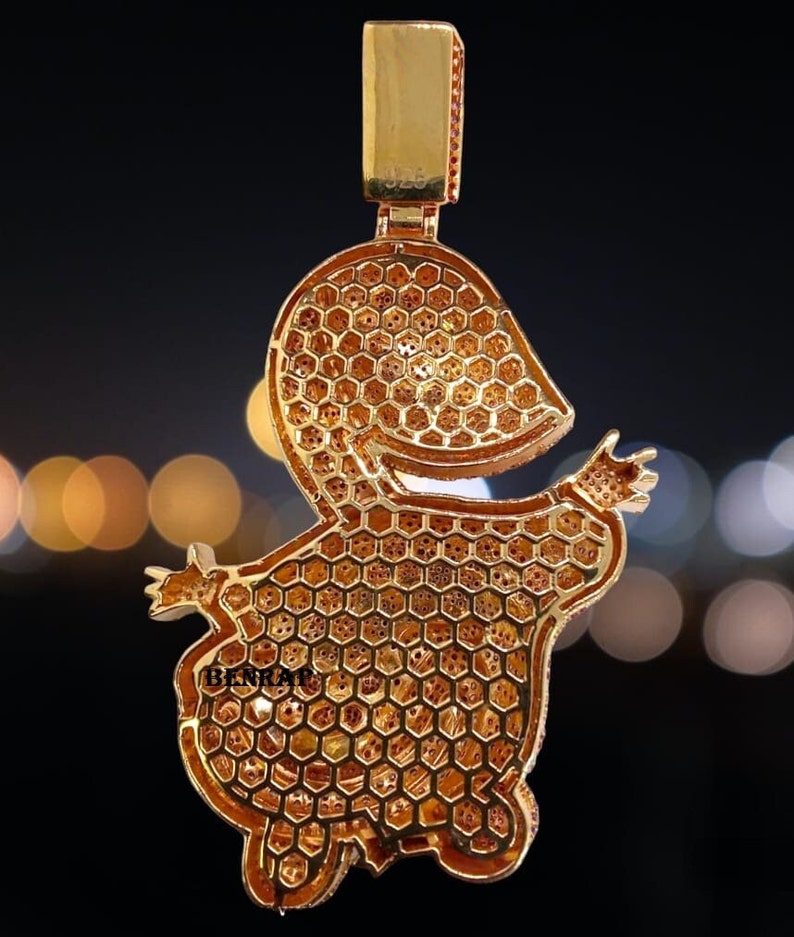 Hip Hop Pendant — Riff Raff Cartoon Pendant, Yellow Gold Finish, 925 Sterling Silver