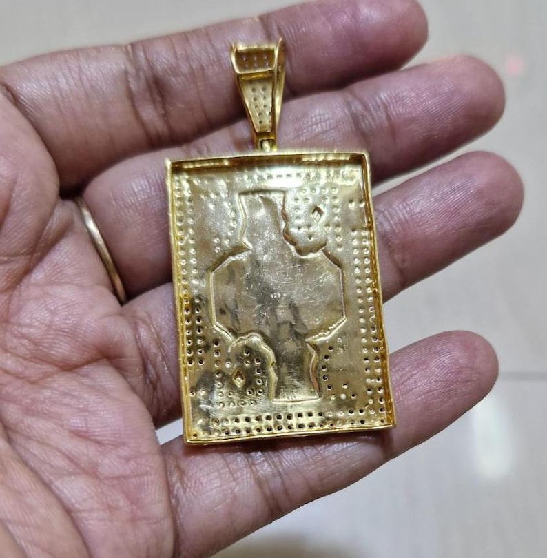 Hip Hop Pendant — King Card Poker Pendant, Yellow Gold Finish, 925 Sterling Silver