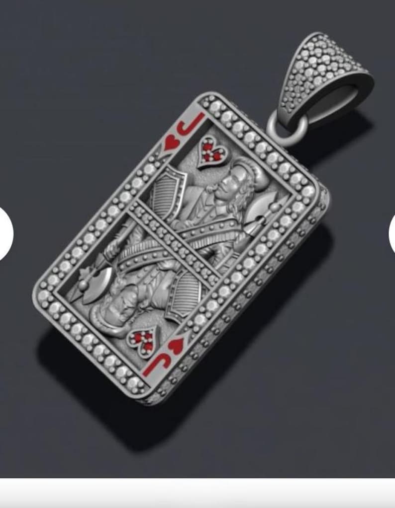 Hip Hop Pendant — Jack of Hearts Casino Card, Yellow Gold Finish, 925 Sterling Silver
