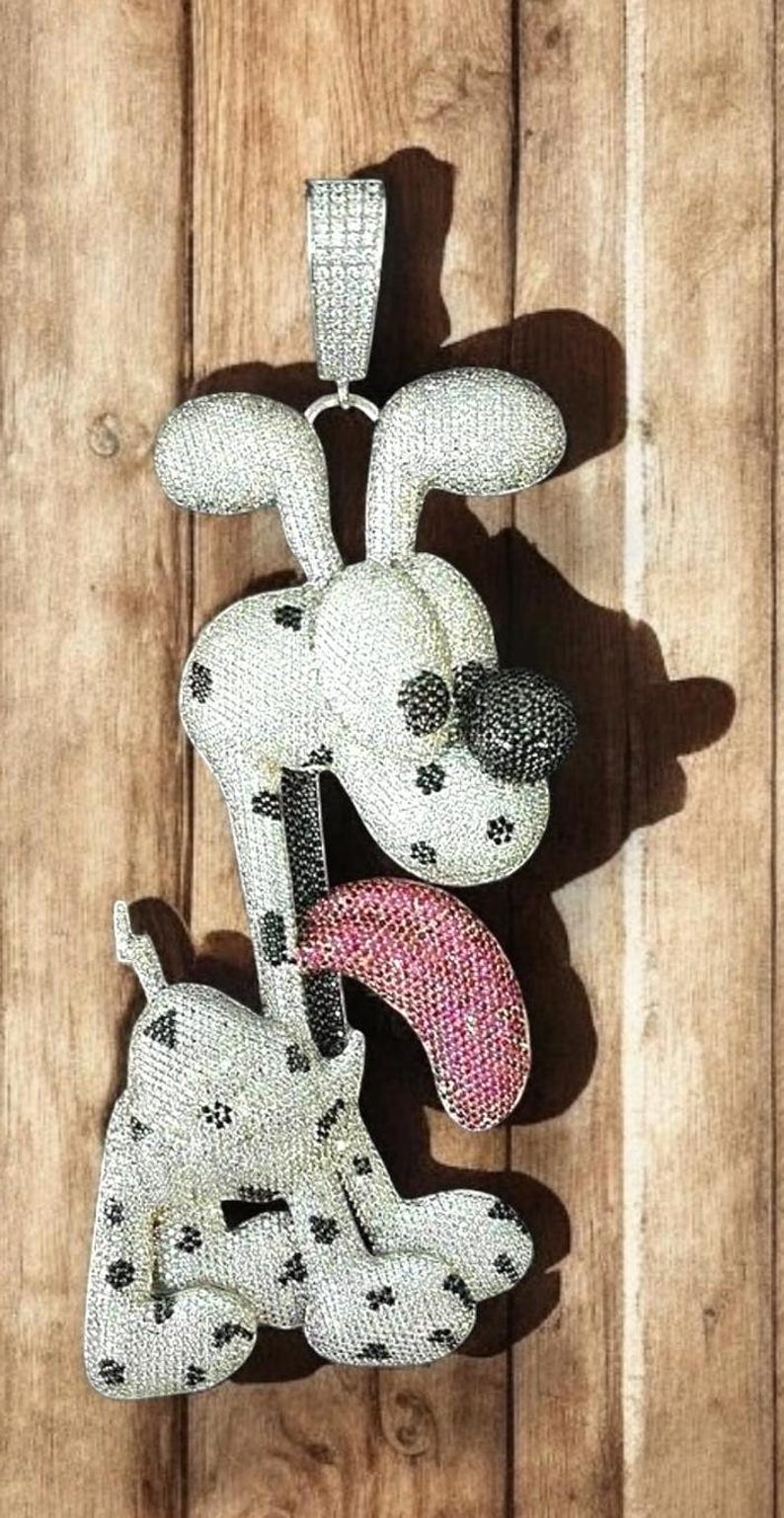 Hip Hop Pendant — Cartoon Dog Design, 925 Sterling Silver
