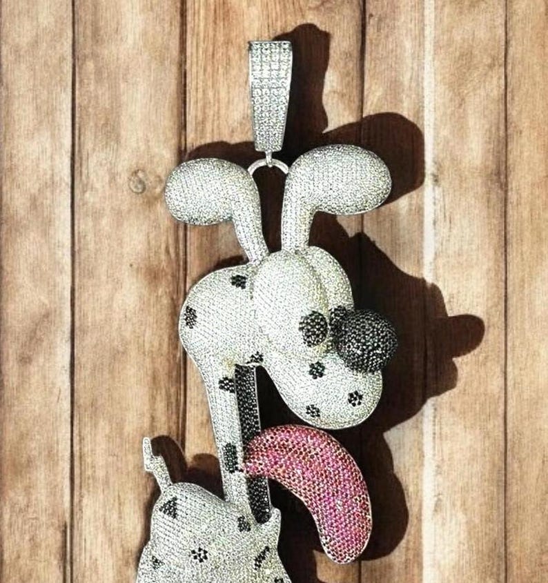 Hip Hop Pendant — Cartoon Dog Design, 925 Sterling Silver