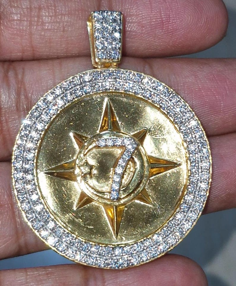 Hip Hop Pendant — Medallion Initial Design, 925 Sterling Silver