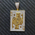 Hip Hop Pendant — King Card Poker Pendant, Yellow Gold Finish, 925 Sterling Silver