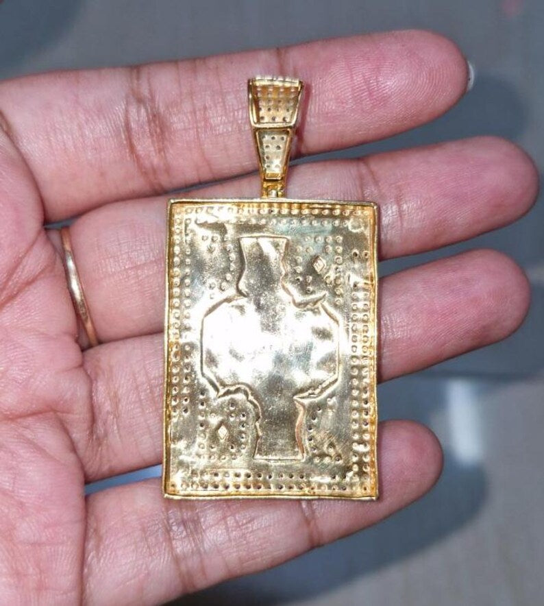 Hip Hop Pendant — King Card Poker Pendant, Yellow Gold Finish, 925 Sterling Silver