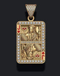 Hip Hop Pendant — Jack of Hearts Casino Card, Yellow Gold Finish, 925 Sterling Silver