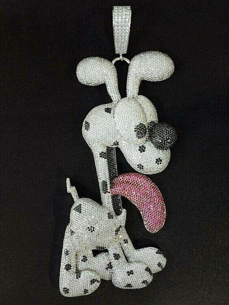 Hip Hop Pendant — Cartoon Dog Design, 925 Sterling Silver