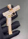Hip Hop Pendant — Gun Rifle Design, 925 Sterling Silver