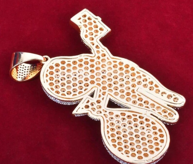 Hip Hop Pendant — Money Bag Boy Pendant, Yellow Gold Finish, 925 Sterling Silver