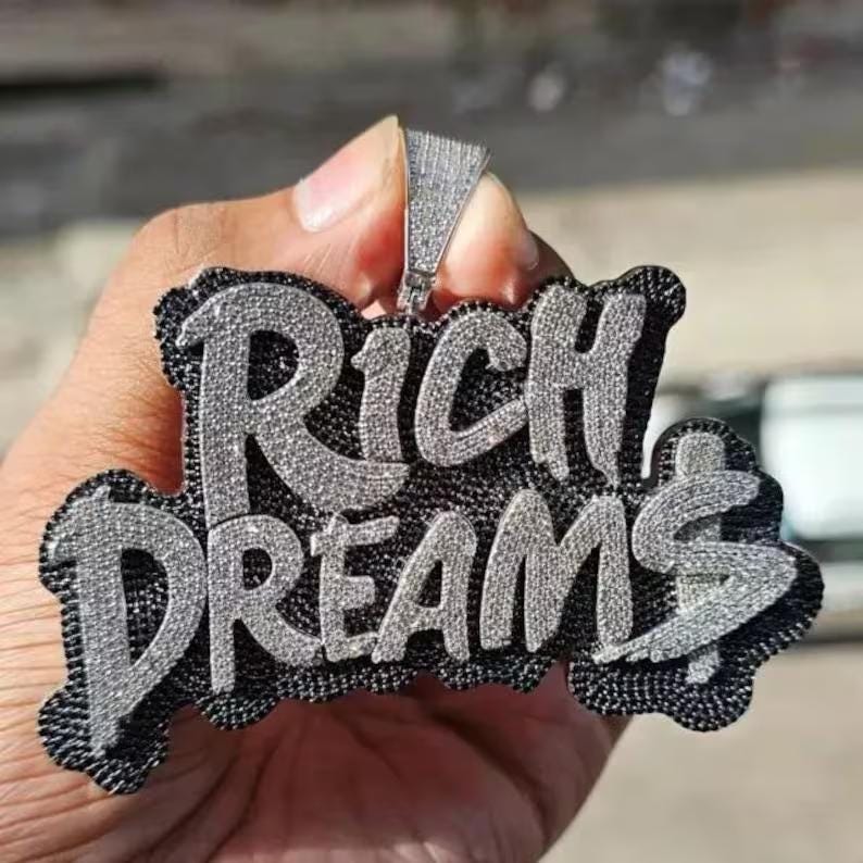 Hip Hop Pendant — Custom Letter Pendant, White Gold Finish, 925 Sterling Silver