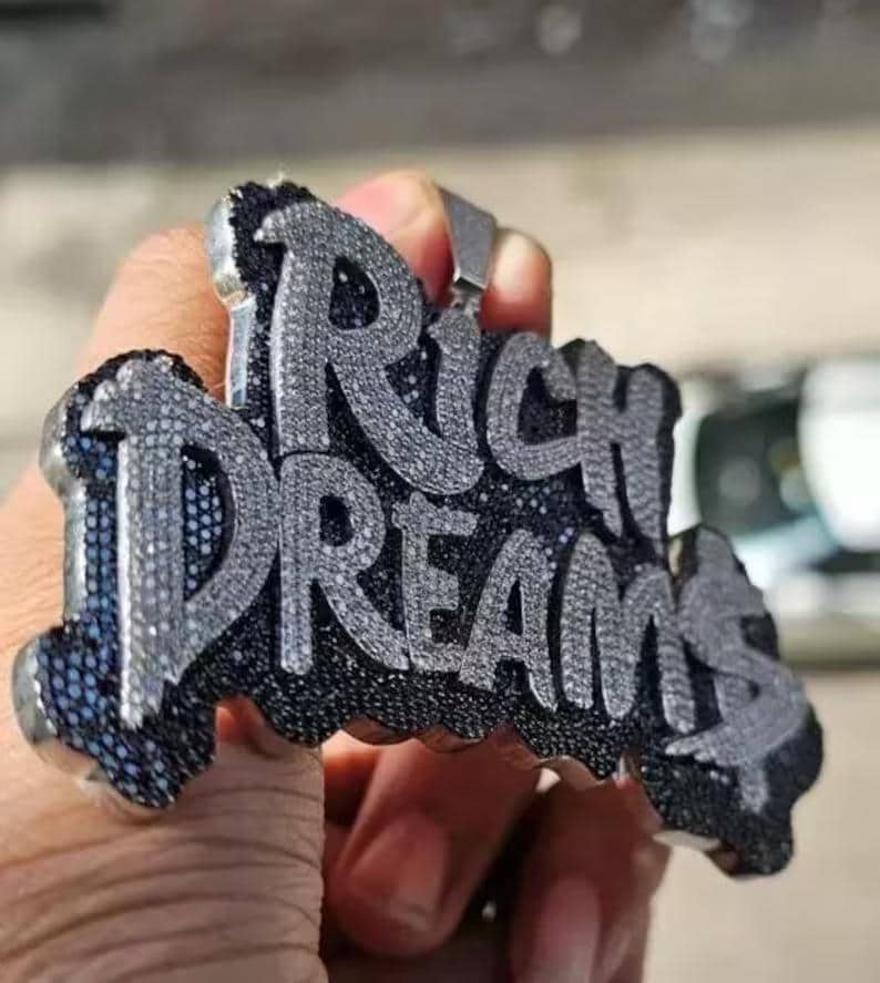 Hip Hop Pendant — Custom Letter Pendant, White Gold Finish, 925 Sterling Silver
