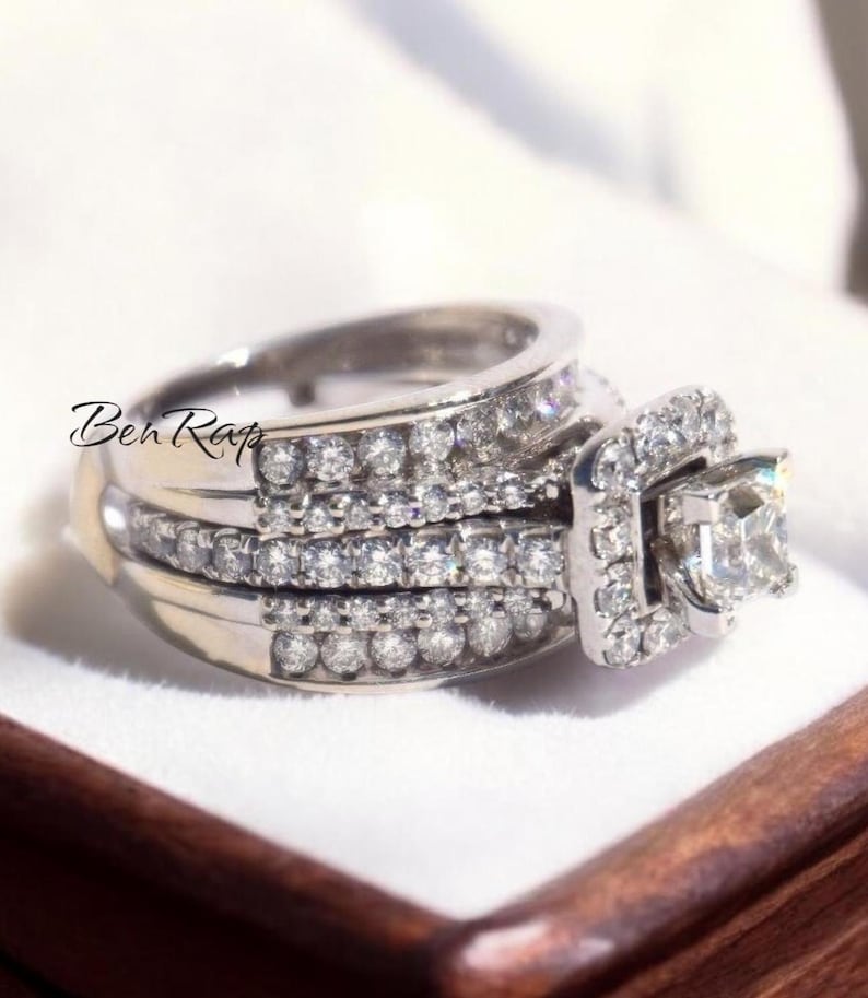 Dainty Moissanite Engagement Ring Set For Women, White Gold Fn Princess Cut Diamond Ring, 925 Sterling Sliver Wedding stackable Bridal Ring